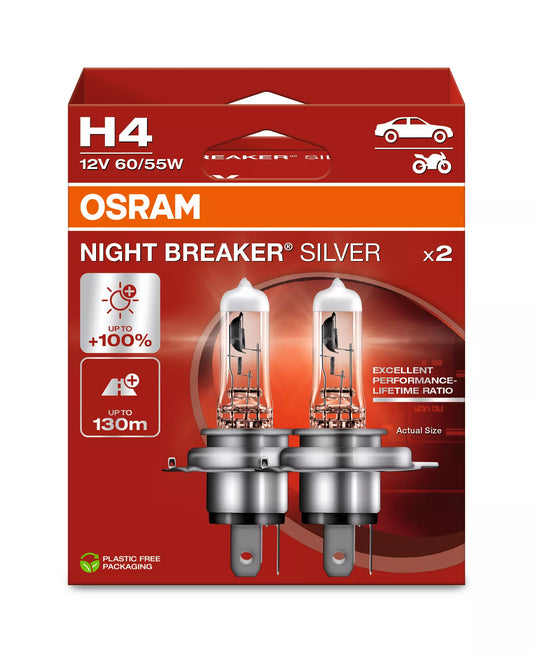 Osram H4 Night Breaker Silver +100% 12V 60/55W