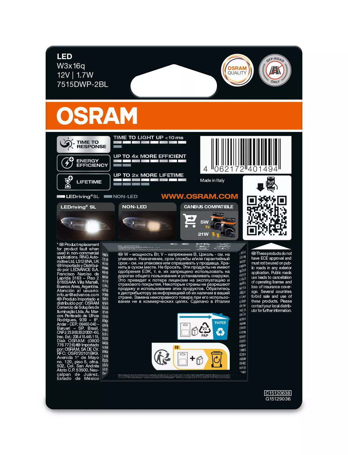 LEDriving SL W21/5W 12V White