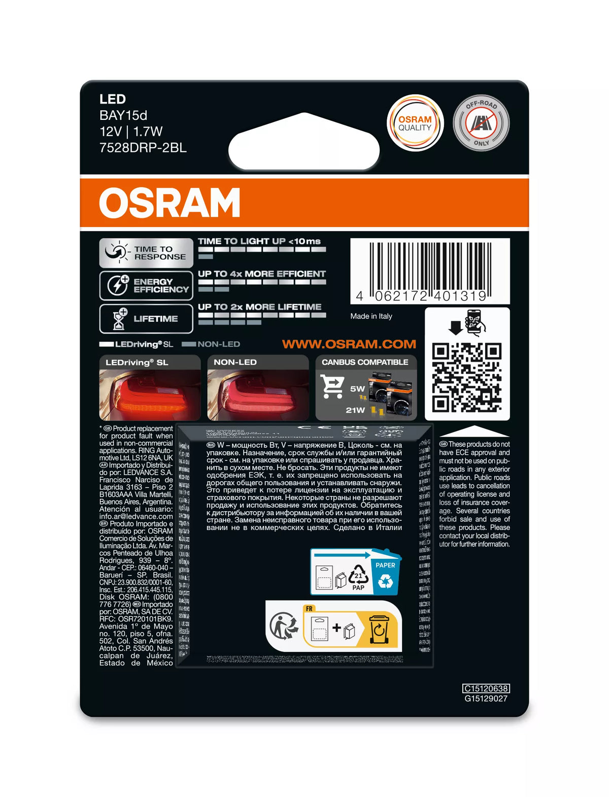Osram LEDriving SL P21/5W RED